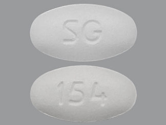 This is a Tablet imprinted with SG on the front, 154 on the back.