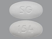 This is a Tablet imprinted with SG on the front, 154 on the back.