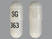 Omeprazole-Sodium Bicarbonate: This is a Capsule imprinted with SG on the front, 363 on the back.