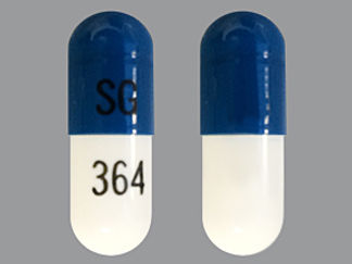 This is a Capsule imprinted with SG on the front, 364 on the back.