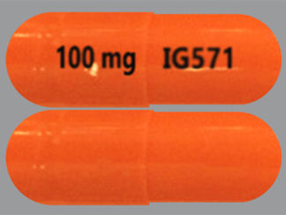Esto es un Cápsula imprimido con 100 mg en la parte delantera, IG571 en la parte posterior, y es fabricado por None.
