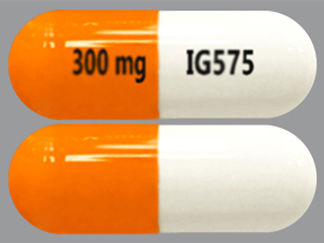 Esto es un Cápsula imprimido con 300 mg en la parte delantera, IG575 en la parte posterior, y es fabricado por None.