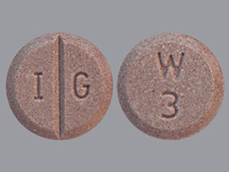 This is a Tablet imprinted with I G on the front, W 3 on the back.