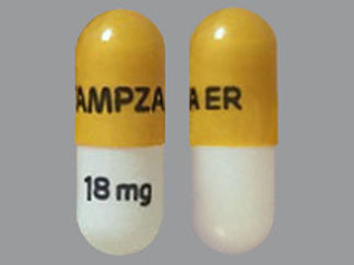 This is a Capsule Sprinkle Er 12 Hr imprinted with XTAMPZA ER on the front, 18 mg on the back.