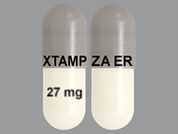 Xtampza Er: Esto es un Cápsula Para Rociar Er 12 Hr imprimido con XTAMPZA ER en la parte delantera, 27 mg en la parte posterior, y es fabricado por None.
