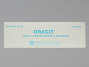 Oracit: This is a Solution Oral imprinted with nothing on the front, nothing on the back.