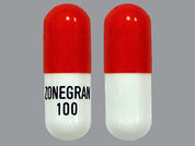 Zonegran: This is a Capsule imprinted with ZONEGRAN  100 on the front, nothing on the back.