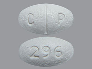 This is a Tablet imprinted with C P on the front, 296 on the back.
