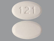 Abiraterone Acetate: This is a Tablet imprinted with 121 on the front, nothing on the back.