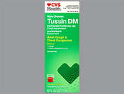 Tussin Dm: This is a orange-red Liquid imprinted with nothing on the front, nothing on the back, and is manufactured by CVS.