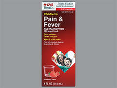 This is a red Suspension Oral imprinted with nothing on the front, nothing on the back, and is manufactured by CVS.