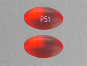 Stool Softener: This is a Capsule imprinted with P51 on the front, nothing on the back.