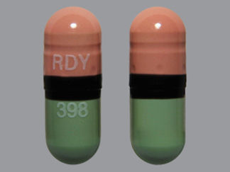 This is a Capsule Dr imprinted with RDY on the front, 398 on the back.