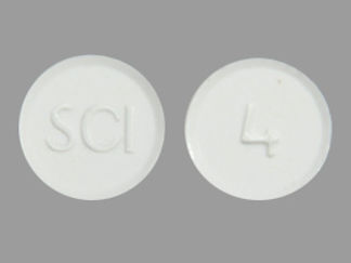 This is a Tablet Chewable imprinted with SCI on the front, 4 on the back.
