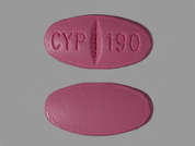 Prenatabs Fa: Esto es un Tableta rosado oval imprimido con CYP 190 en la parte delantera, nada en la parte posterior, y es fabricado por CYPRESS PHARM..