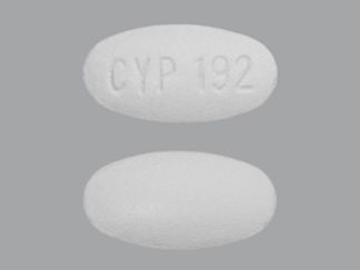 This is a Tablet imprinted with CYP 192 on the front, nothing on the back.