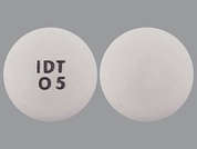 Roxybond: Esto es un Tableta Sólo Por Uso Oral blanco redondo imprimido con IDT  0 5 en la parte delantera, nada en la parte posterior, y es fabricado por PROTEGA PHARMAC.