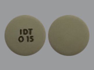 This is a Tablet Oral Only imprinted with IDT  0 15 on the front, nothing on the back.