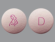 Bonjesta: This is a Tablet Immediate D Release Biphase imprinted with logo on the front, D on the back.