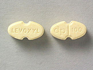 This is a Tablet imprinted with LEVOXYL on the front, dp  100 on the back.