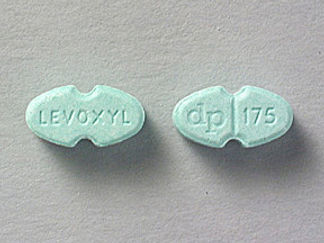This is a Tablet imprinted with LEVOXYL on the front, dp  175 on the back.