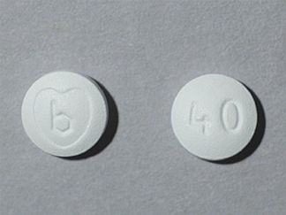 This is a Tablet imprinted with b on the front, 40 on the back.