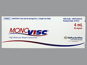 Monovisc: This is a Syringe imprinted with nothing on the front, nothing on the back.