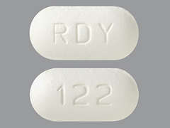 This is a white oblong Tablet imprinted with RDY on the front, 122 on the back, and is manufactured by DR.REDDY'S LAB.