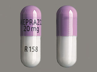 Esto es un Cápsula Dr imprimido con OMEPRAZOLE  20 mg en la parte delantera, R158 en la parte posterior, y es fabricado por None.