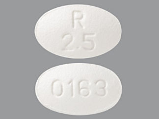 This is a Tablet imprinted with R  2.5 on the front, 0163 on the back.