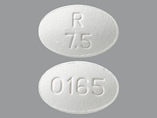 This is a Tablet imprinted with R  7.5 on the front, 0165 on the back.