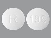 Clopidogrel: This is a Tablet imprinted with R on the front, 196 on the back.