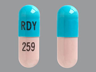 This is a Capsule imprinted with RDY on the front, 259 on the back.