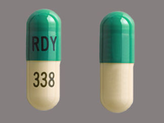 This is a Capsule imprinted with RDY on the front, 338 on the back.