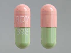 This is a pink oblong Capsule Dr imprinted with RDY on the front, 398 on the back, and is manufactured by DR.REDDY'S LAB.
