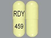 Trientine Hcl: Esto es un Cápsula imprimido con RDY en la parte delantera, 459 en la parte posterior, y es fabricado por None.