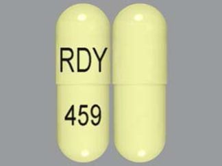 This is a Capsule imprinted with RDY on the front, 459 on the back.