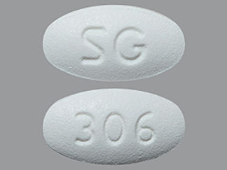 This is a Tablet imprinted with SG on the front, 306 on the back.