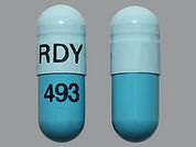 Esomeprazole Magnesium: This is a Capsule Dr imprinted with RDY on the front, 493 on the back.