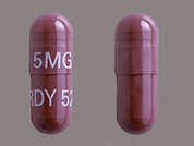 Tacrolimus: This is a dark grayish red oblong Capsule imprinted with 5MG on the front, RDY 527 on the back, and is manufactured by AHP.