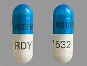 Divalproex Sodium: This is a light blue oblong Capsule Dr Sprinkle imprinted with THIS END UP on the front, RDY 532 on the back, and is manufactured by DR.REDDY'S LAB.