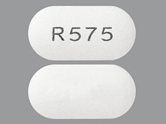 This is a Tablet imprinted with R575 on the front, nothing on the back.