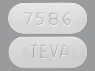 This is a Tablet imprinted with TEVA on the front, 7586 on the back.