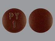 Pyridium: Esto es un Tableta imprimido con PY  1 en la parte delantera, nada en la parte posterior, y es fabricado por None.