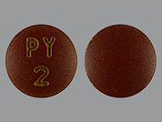 Pyridium: Esto es un Tableta imprimido con PY  2 en la parte delantera, nada en la parte posterior, y es fabricado por None.