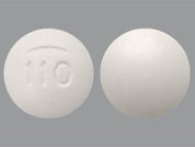 Albendazole: This is a Tablet imprinted with logo and 110 on the front, nothing on the back.