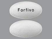 Forfivo Xl: Esto es un Tableta Er 24 Hr imprimido con Forfivo en la parte delantera, nada en la parte posterior, y es fabricado por None.