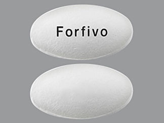 This is a Tablet Er 24 Hr imprinted with Forfivo on the front, nothing on the back.