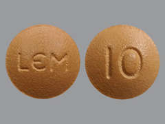 This is a orange round Tablet imprinted with 10 on the front, LEM on the back, and is manufactured by EISAI INC..