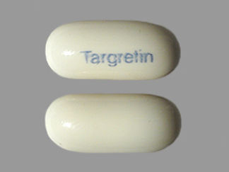 This is a Capsule imprinted with Targretin on the front, nothing on the back.